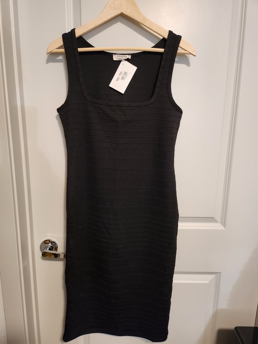 Zara Black Ribbed Tank Midi Dress